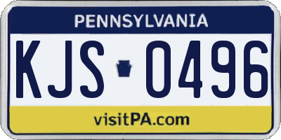 PA license plate KJS0496