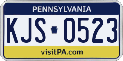 PA license plate KJS0523