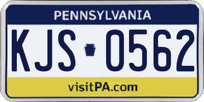 PA license plate KJS0562