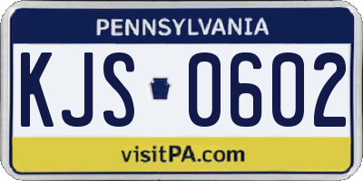PA license plate KJS0602