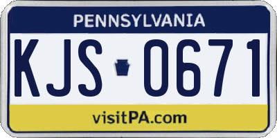 PA license plate KJS0671