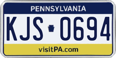 PA license plate KJS0694
