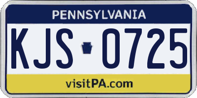 PA license plate KJS0725