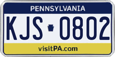 PA license plate KJS0802