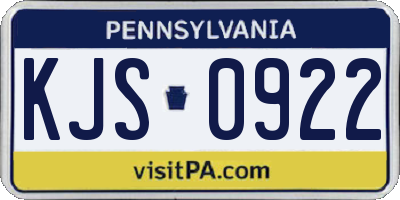 PA license plate KJS0922