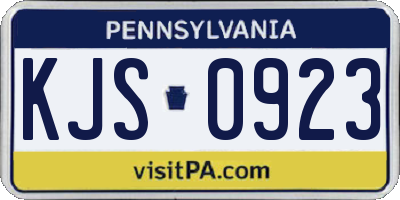 PA license plate KJS0923