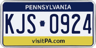 PA license plate KJS0924