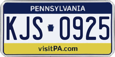 PA license plate KJS0925