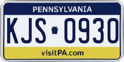 PA license plate KJS0930
