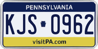 PA license plate KJS0962