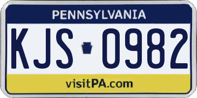 PA license plate KJS0982