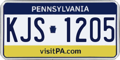 PA license plate KJS1205