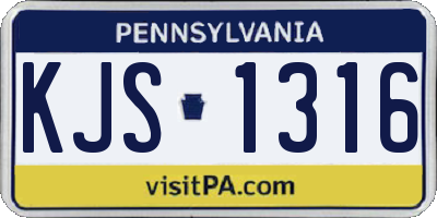 PA license plate KJS1316