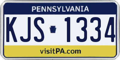 PA license plate KJS1334