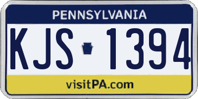 PA license plate KJS1394
