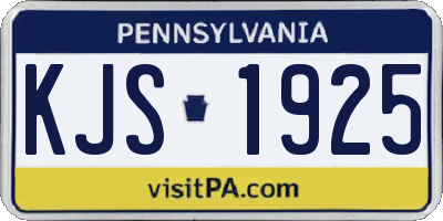 PA license plate KJS1925