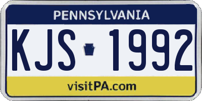 PA license plate KJS1992