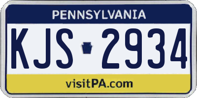 PA license plate KJS2934