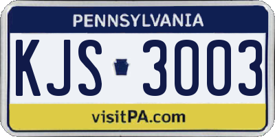 PA license plate KJS3003