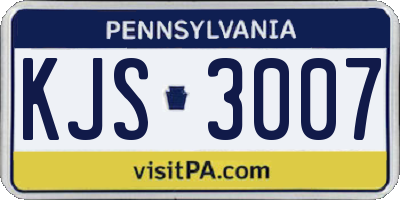 PA license plate KJS3007