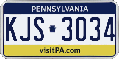 PA license plate KJS3034
