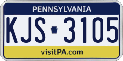PA license plate KJS3105