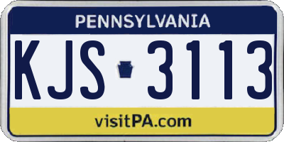 PA license plate KJS3113