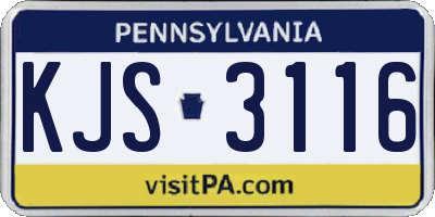 PA license plate KJS3116