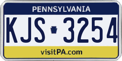 PA license plate KJS3254