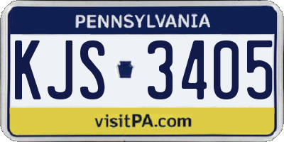 PA license plate KJS3405