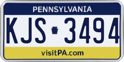 PA license plate KJS3494