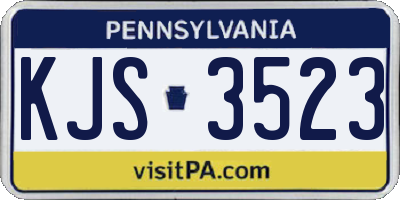 PA license plate KJS3523