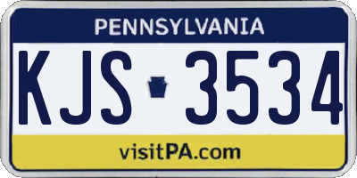 PA license plate KJS3534