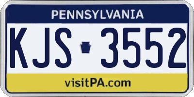 PA license plate KJS3552