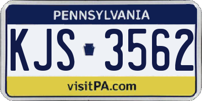 PA license plate KJS3562