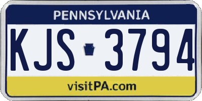 PA license plate KJS3794
