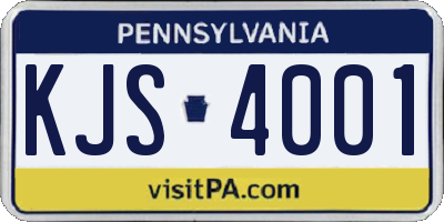 PA license plate KJS4001