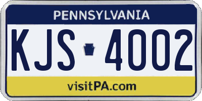 PA license plate KJS4002