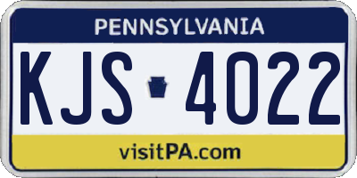 PA license plate KJS4022