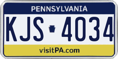 PA license plate KJS4034