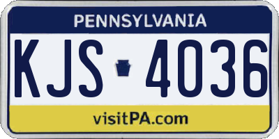 PA license plate KJS4036