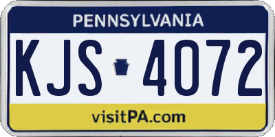 PA license plate KJS4072