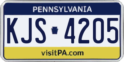 PA license plate KJS4205
