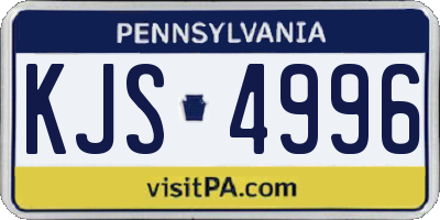 PA license plate KJS4996