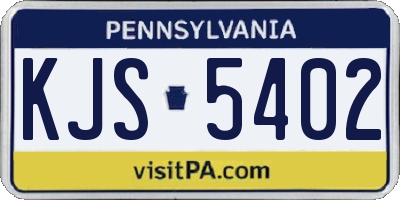 PA license plate KJS5402