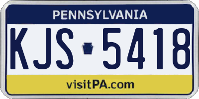 PA license plate KJS5418