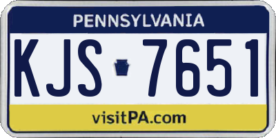 PA license plate KJS7651