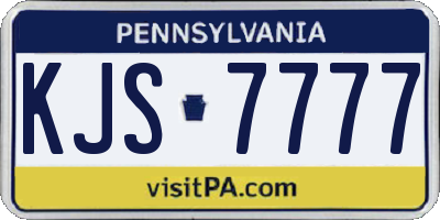 PA license plate KJS7777