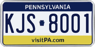 PA license plate KJS8001