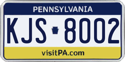 PA license plate KJS8002